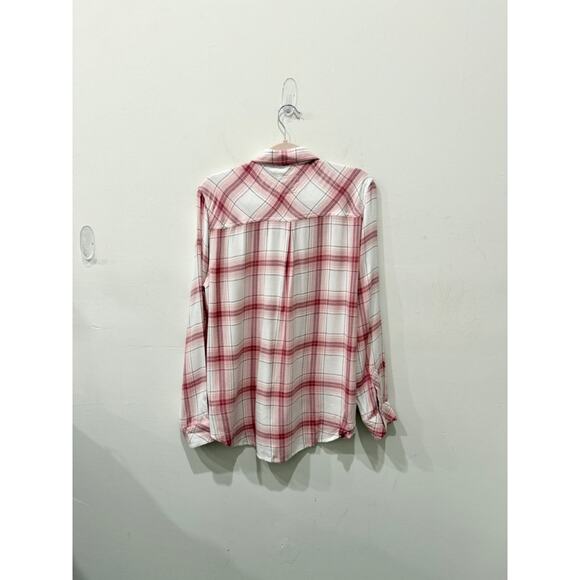 Rails Hunter Plaid Long Sleeve Pocket Button Down Shirt White/Pink Womens Size L - Picture 5 of 7